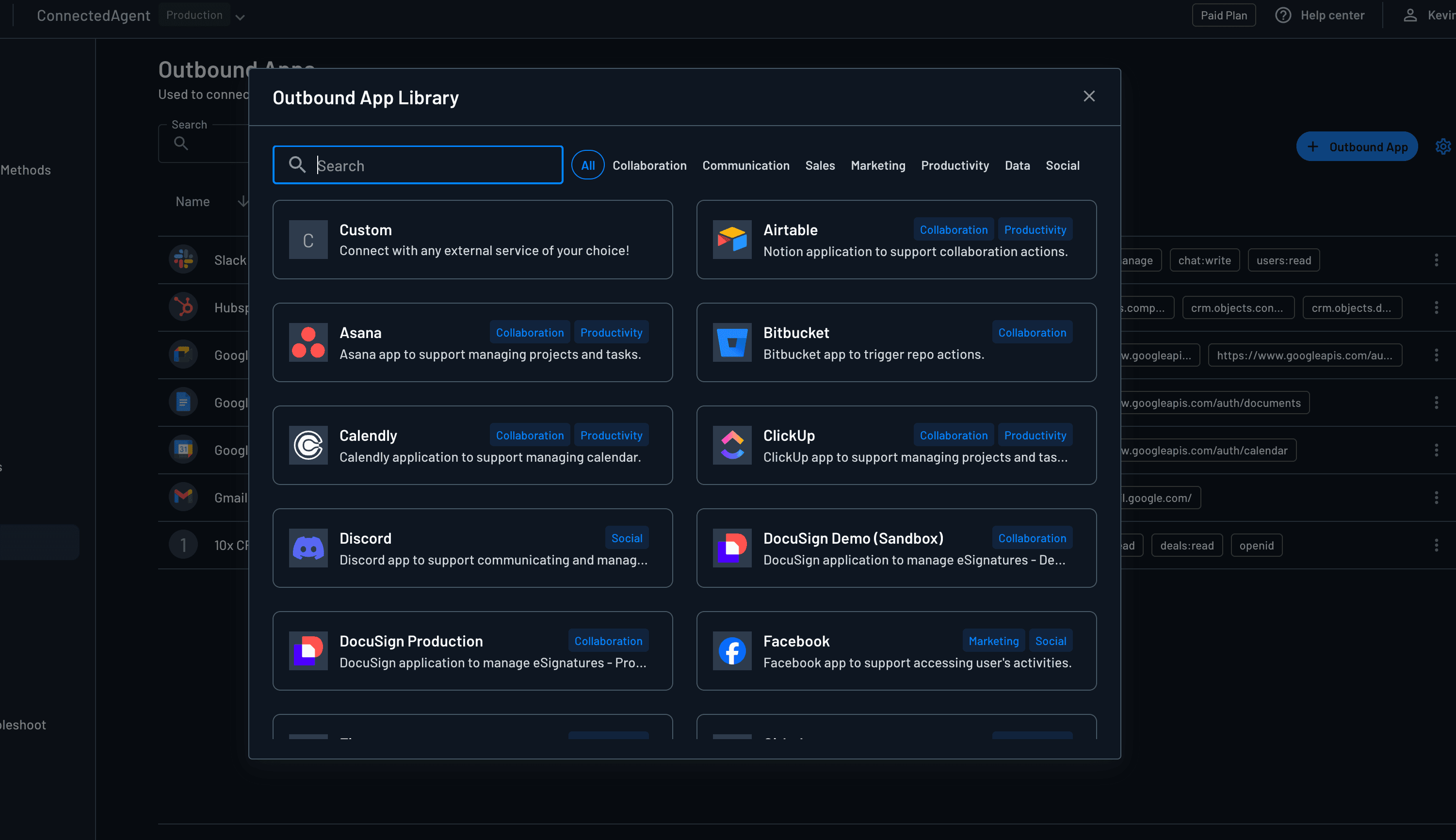 Setup outbound apps